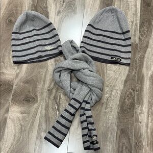 🔥🔥Catimini Gray and Black Striped Beanie and Scarf Set - 3 pcs!